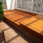 Deck com a piscina coberta - JM Escadas - Telefone: 55 11 27219360 (João) Whatsapp: 5511 98377-3148 - Email: joaofaria2017sp@gmail.com